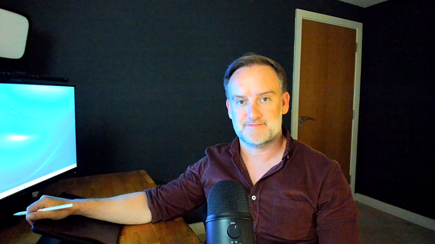 David O'Grady at his home studio, set up for a virtual coaching session